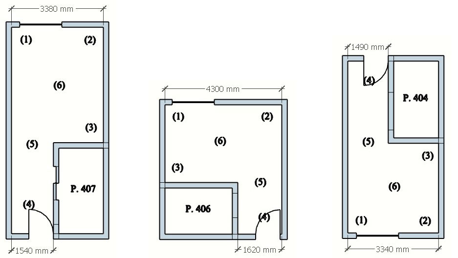 The measurement positions are identified in each room.







